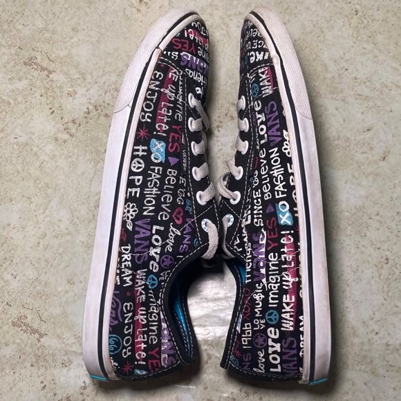 Vans Womens Black Canvas Sneakers Multicolor Graffiti Pattern Design - Picture 6 of 8
